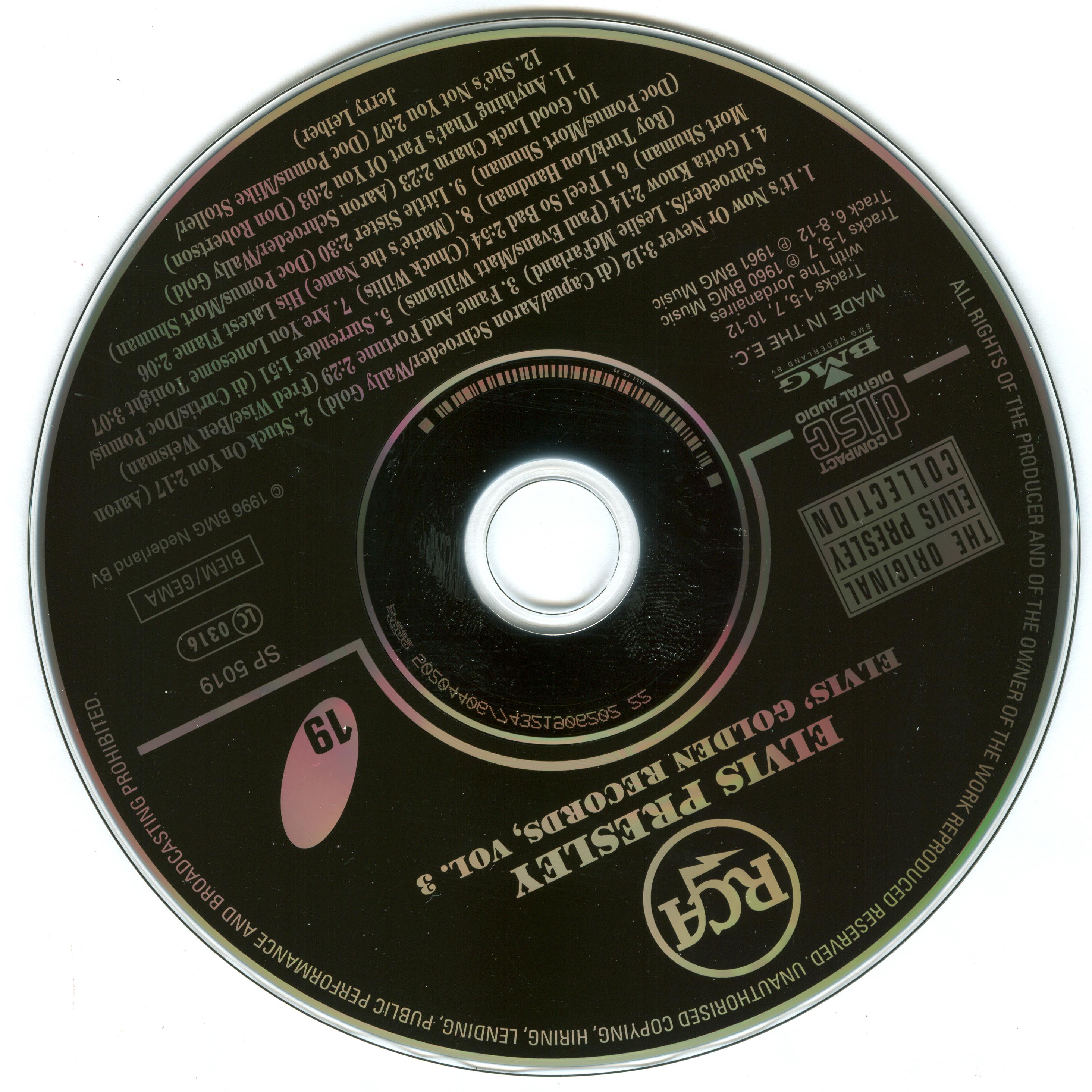 Elvis Presley  The Original Elvis Presley Collection 19; Elvis Golden Records 3 : CD